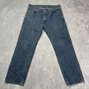 Levi's 505 Jeans Mens 32x30 Blue Denim Dark Wash 5-Pocket Mid-Rise Straight Leg